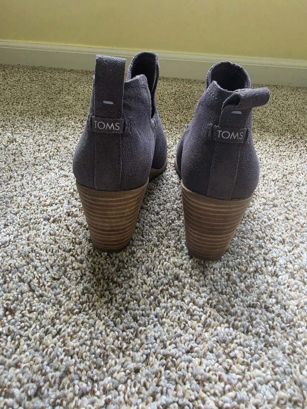 Toms Charcoal Suede Wedge Booties